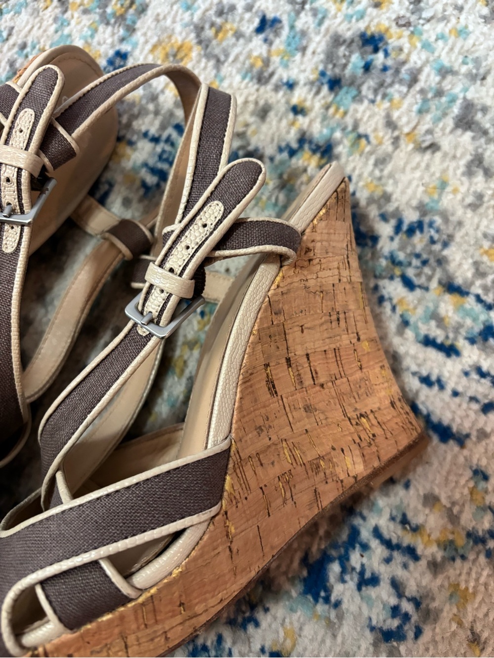 Saks Fifth Avenue Brianna Brown Cork Wedge Sandals - Picture 7 of 10